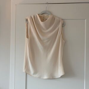 Aritzia Sleeveless Drape-Neck Blouse in Cream